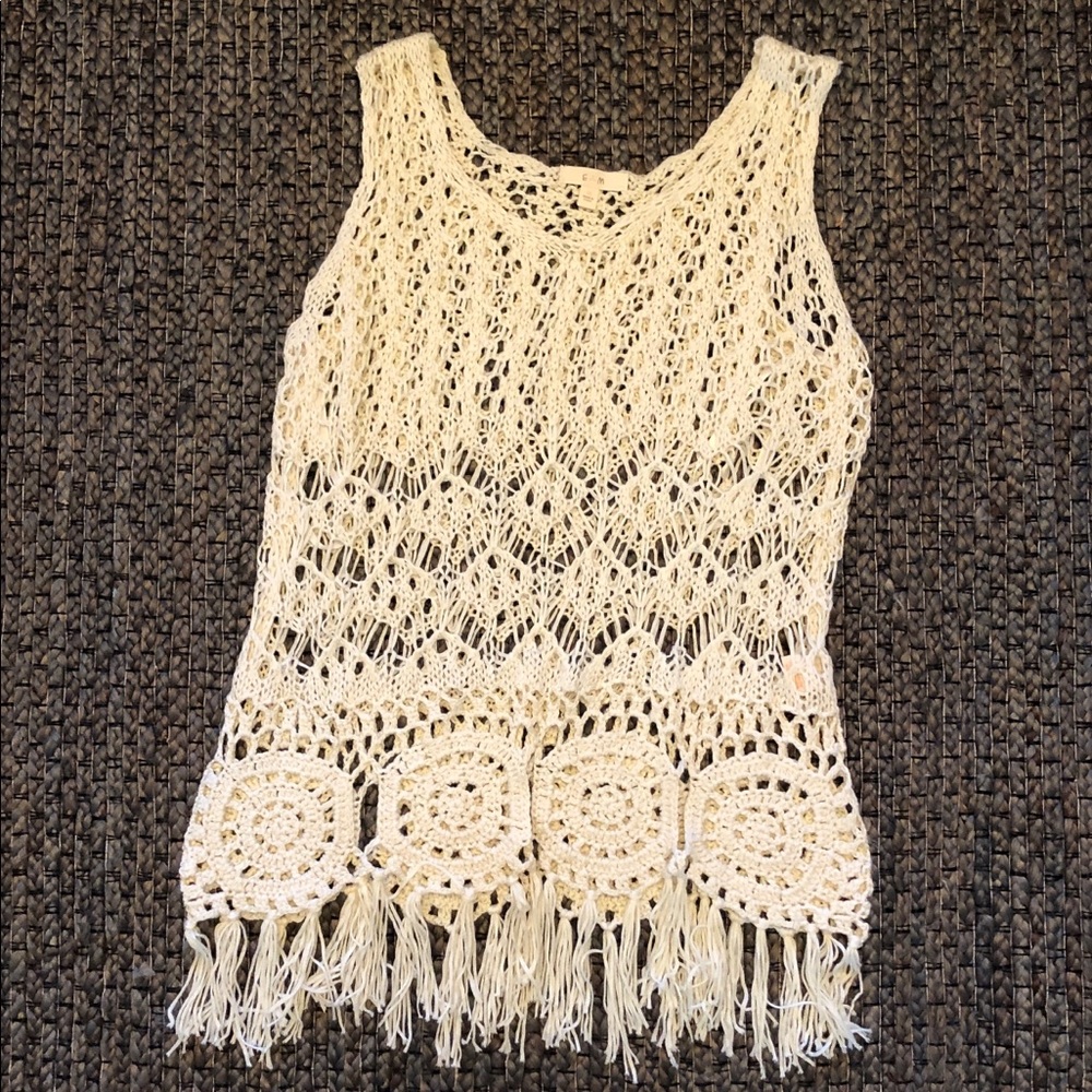 E M crocheted tank swim cover up